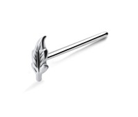 Leaf Large Silver Straight Nose Stud NSKA-749